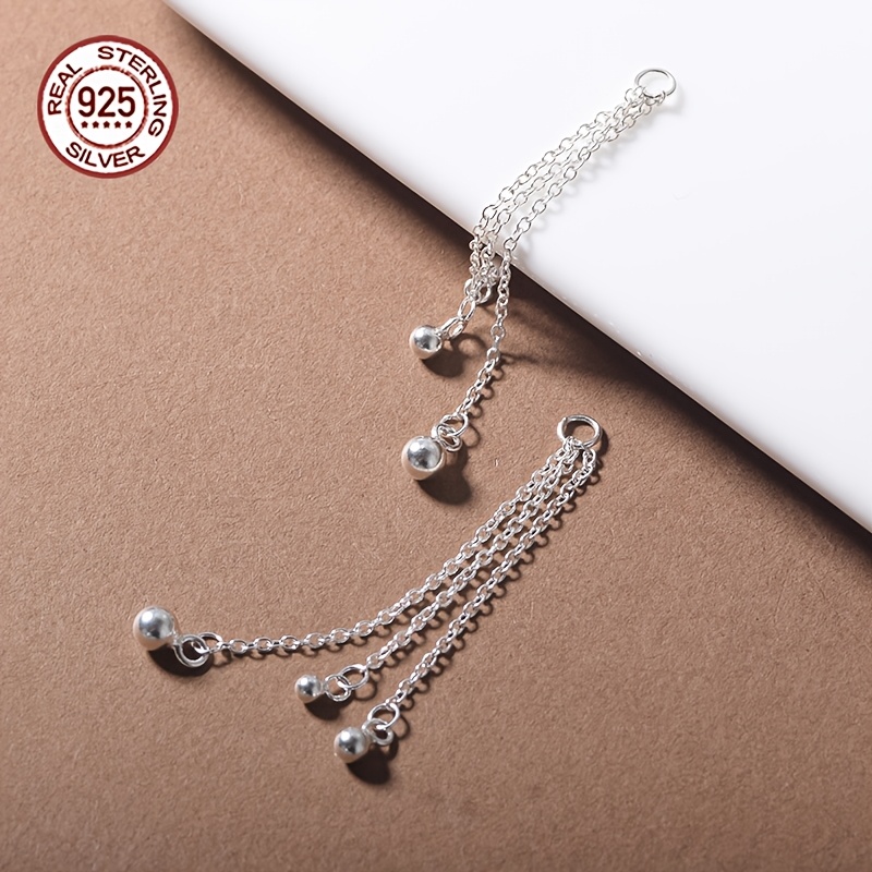 S925 3-Strand Beaded Cross Chain Tassel Pendant Findings